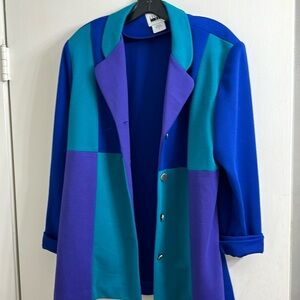 80s blue purple green colorblock oversized blazer
